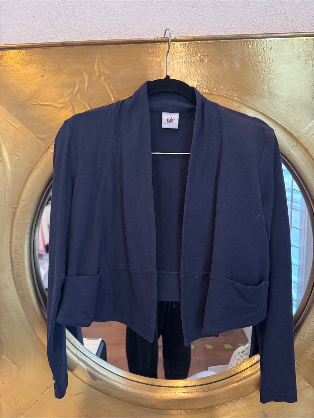 CAbi Navy Open-Front Knit Shrug